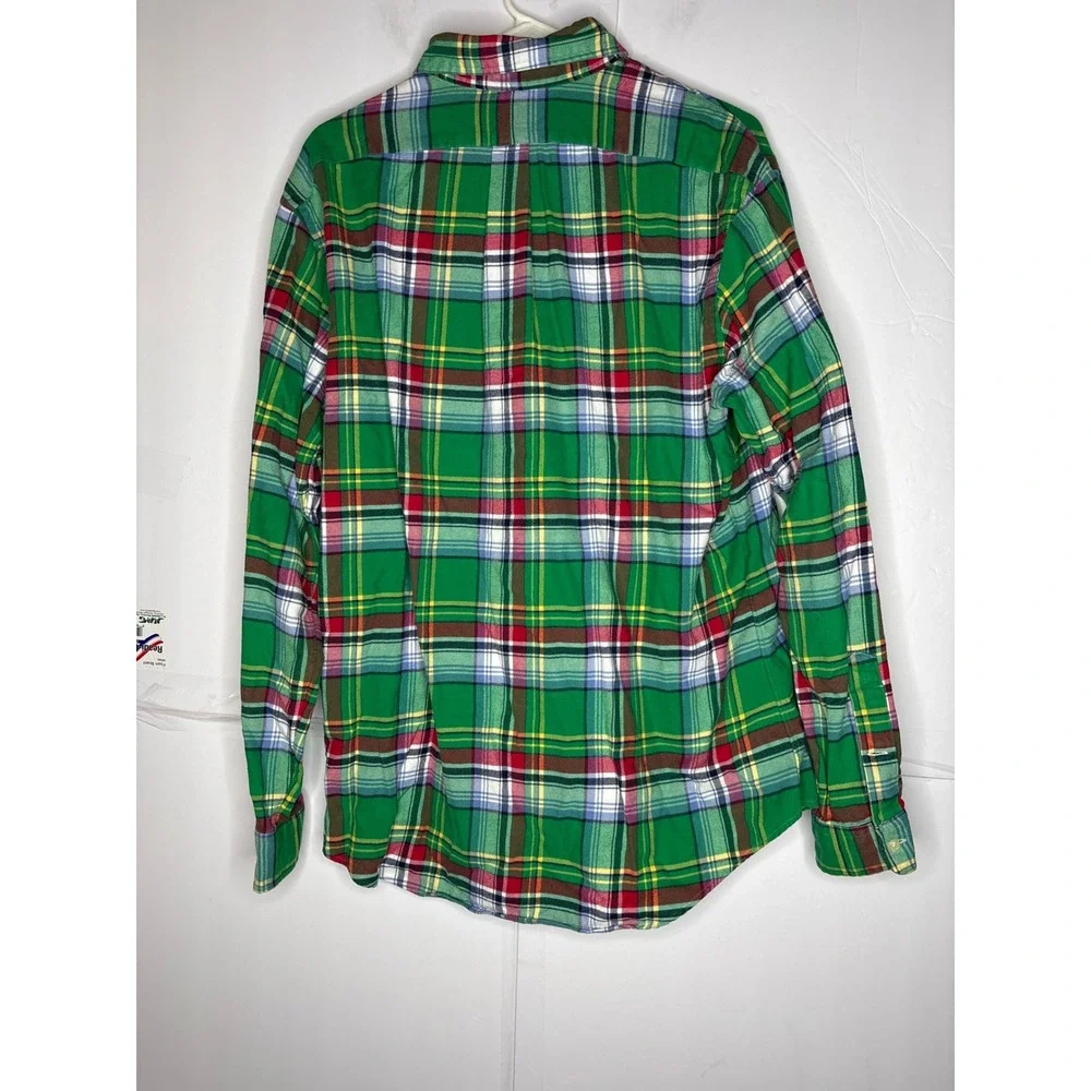 Polo Ralph Lauren‎ Mens XL Custom Fit Green Plaid Button Down Shirt Long Sleeve